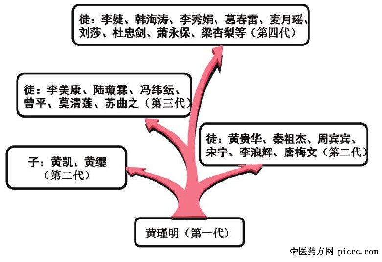 壮族莲花针拔罐逐瘀疗法传承脉络图