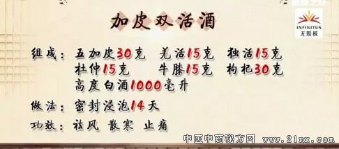 加皮双活酒配方