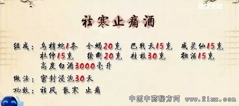 祛寒止痛酒配方